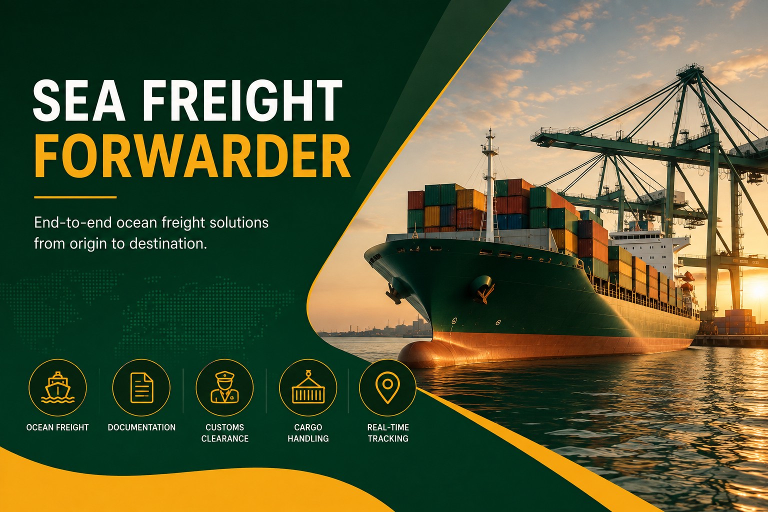 Sea freight forwarder shipping container vessel