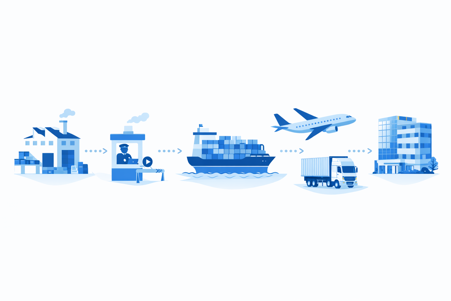 Freight forwarding process infographic showing shipment flow from warehouse to delivery